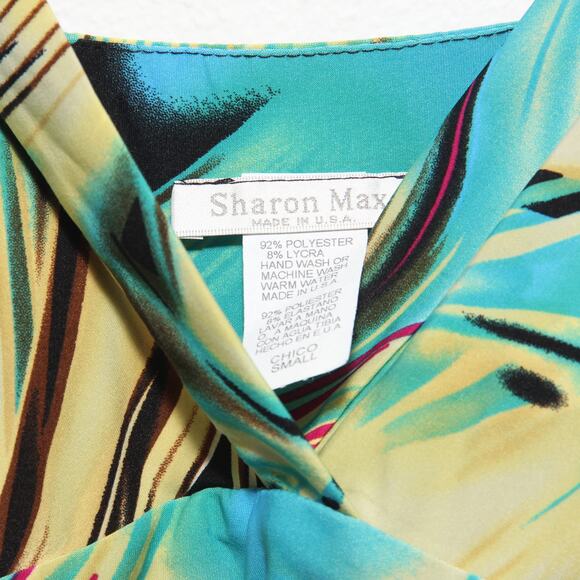 Vintage Tropical Print Maxi Dress Size S Sharon Max NWT - Picture 6 of 7